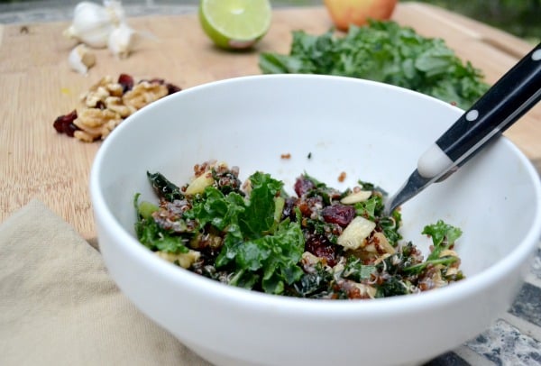 massaged kale salad with quinoa