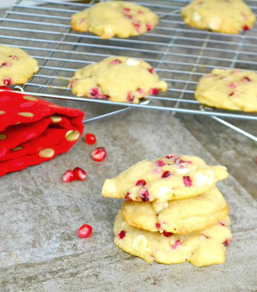 pomegranate white chocolate chip cookies