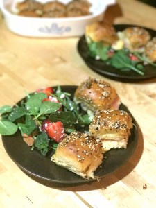 ham and cheese sliders with spinach strawberry salad | www.thesurferskitchen.com