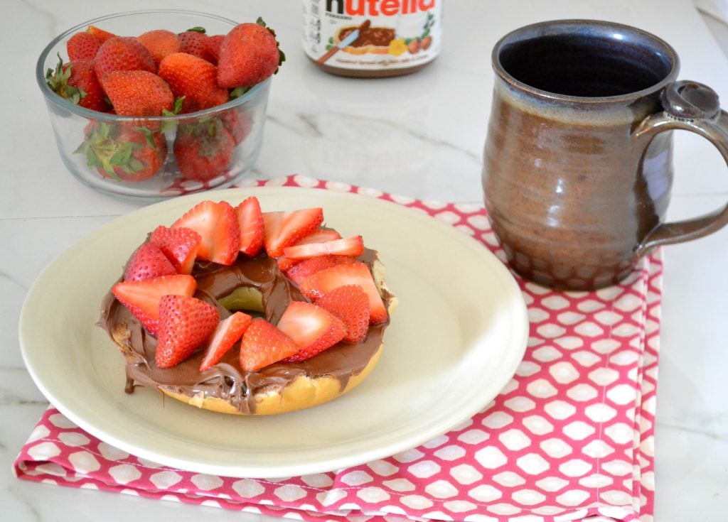 Strawberry Nutella Bagel--A decadent morning treat, inspired by the Surfinista Cafe in Cocoa Beach, Florida.
