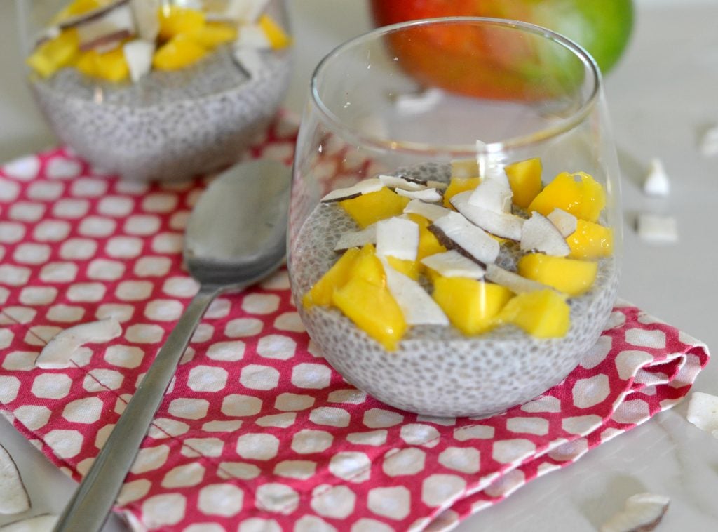 Tropical Chia Pudding| You can't go wrong when you top your chia with mango and coconut. | www.thesurferskitchen.com