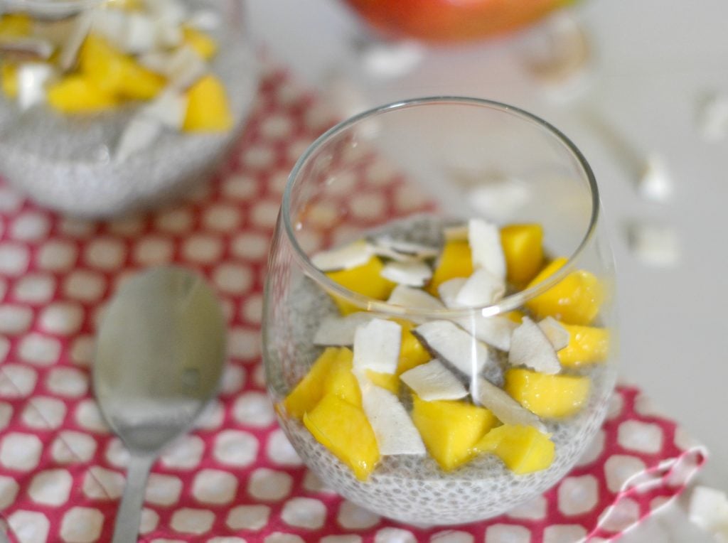 Tropical Chia Pudding| You can't go wrong when you top your chia with mango and coconut. | www.thesurferskitchen.com