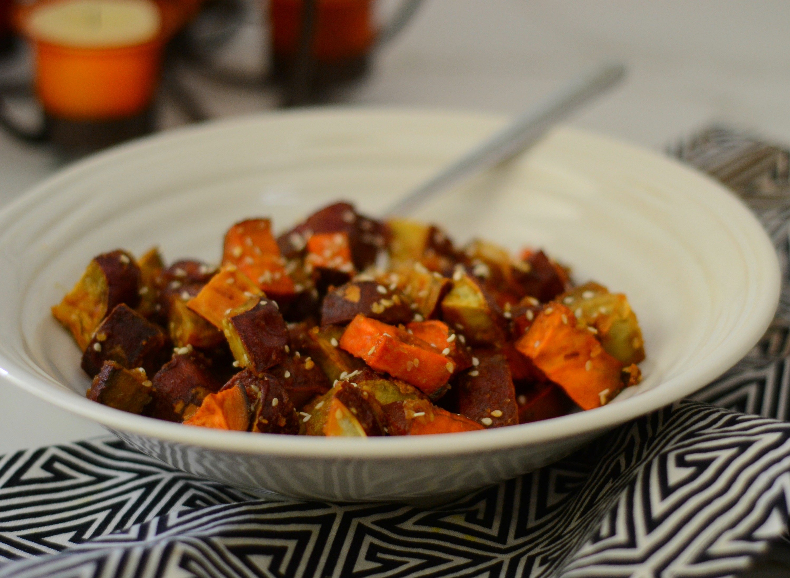 One of my favorite restaurants has these miso glazed sweet potatoes on the menu and I had to recreate them. So rich in flavor and healthy. Add to your Thanksgiving table, or any night of the week. | www.thesurferskitchen.com