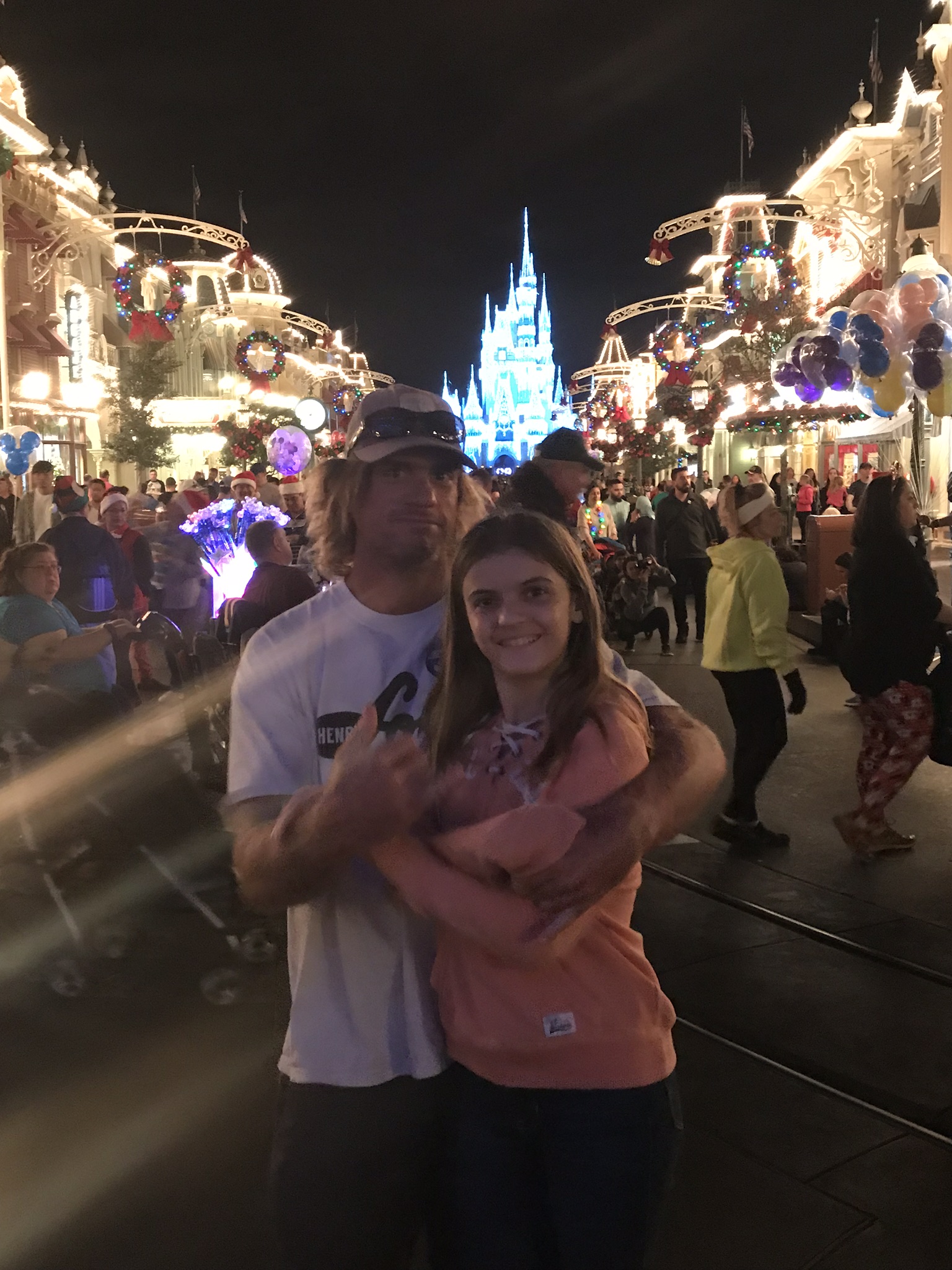 Dad and Daughter on Main Street Magic Kingdom Disneyworld