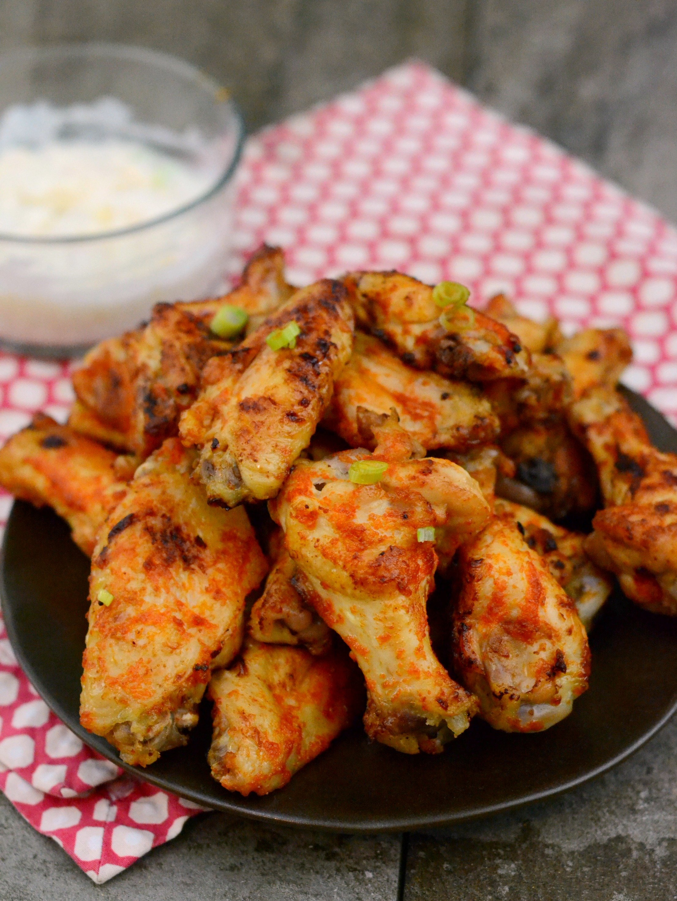 platter of spicy baked chicken wings