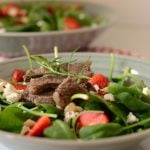 Spinach Salad with Strawberries, Steak and Goat Cheese