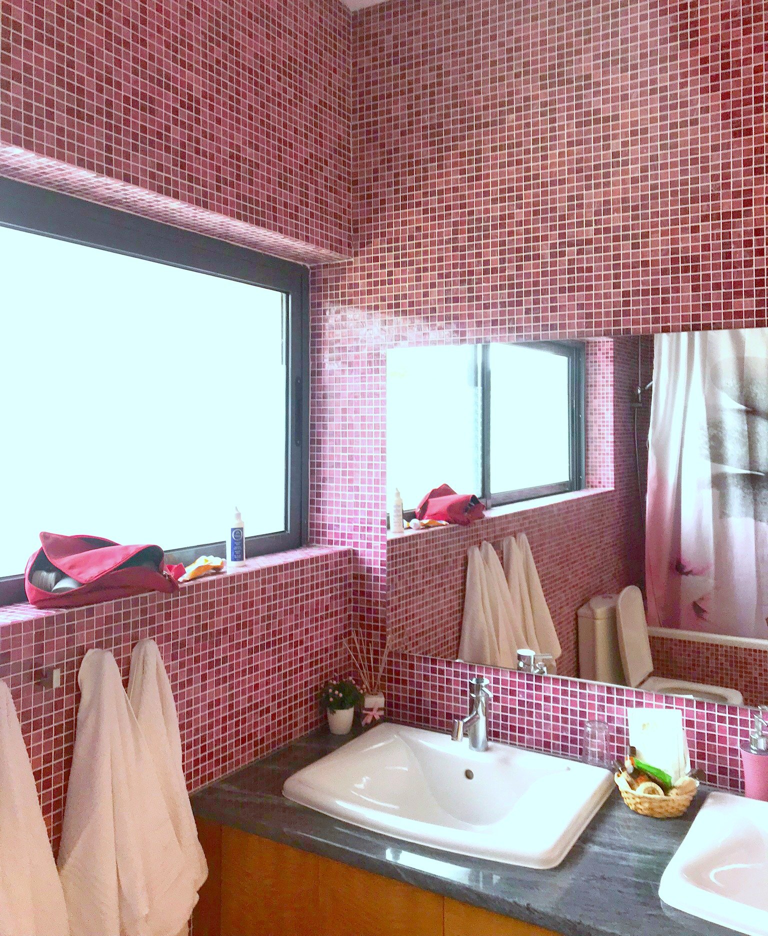 beautiful purple tiled bathroom at Lodge Natur Zen Sao Miguel Azors